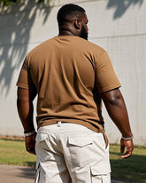 Men's Plus Size Brown Respect Large Slogan Print Short Sleeve T-Shirt